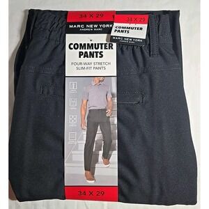 Marc New York Commuter Pants 34 X 29 Black Slim Fit 4-Way‎ Stretch Mens